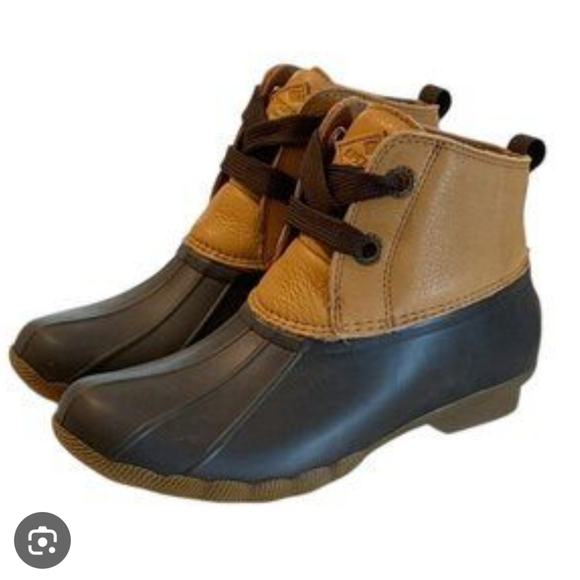 Sperry Shoes - Sperry Women's Saltwater 2-Eye Leather Tan/Brown Rain Boot Women's Size 7